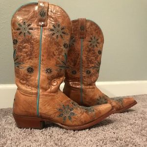 Flower Print Cowboy Boots